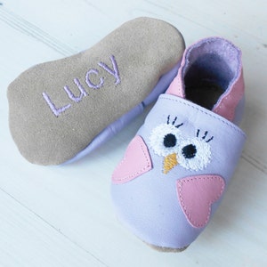 Personalised Bird Leather Baby Shoes image 3