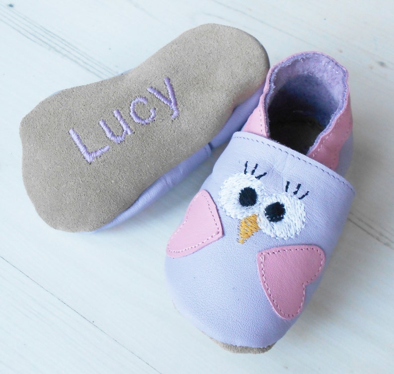 Personalised Bird Leather Baby Shoes image 3