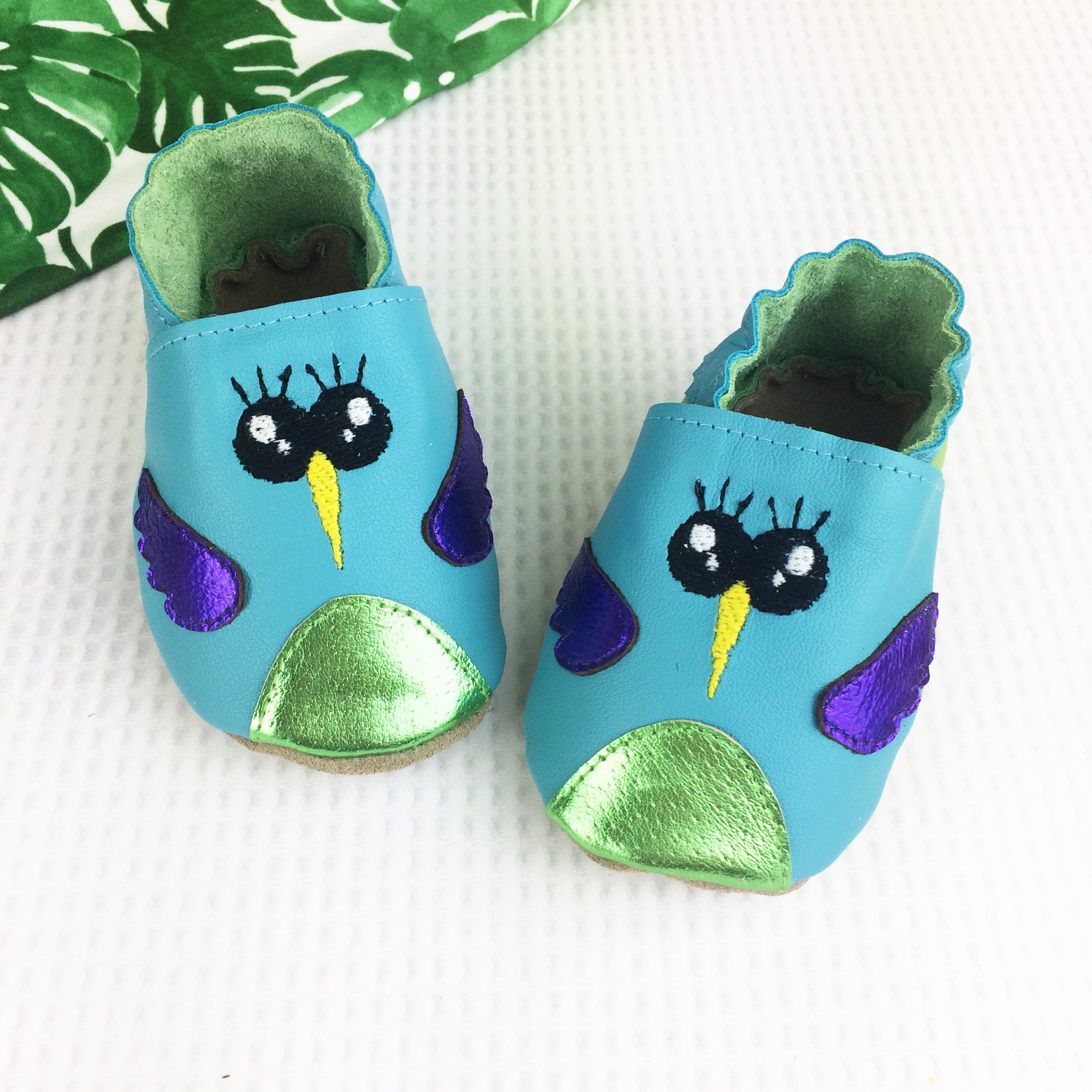 turquoise baby shoes