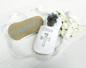 Personalized Christening Shoes with Cross