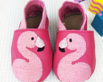 Personalised Flamingo Baby Shoes - Flamingo Childrens slippers - First birthday gift - new baby gift - personalised baby gift