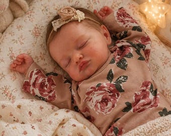 Reborn Baby Doll 49CM Full Body Silicone Vinyl, Lifelike Sleeping Newborn Doll, Handmade Painted Realistic Baby with 3D Skin.