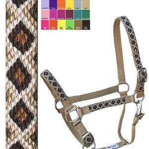 Custom Horse Size Halter Handmade USA by Halter All, Rattlesnake, Desert, Snake, Snap Throat, Breakaway, 26 Colors, Cob WB, 10yrs