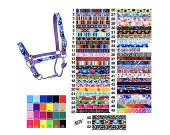 Custom DONKEY Inlay Halter YOU Design Nylon Handmade USA by Halter All, 25 Colors 50 Patterns, Adj Nose, Snap, Breakaway, Med, Large, 10yrs