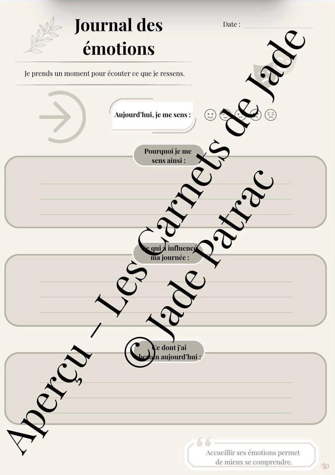 Printable Emotion Journal | PDF Emotion Tracker | Wellness Journal ...