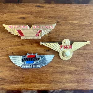 3 Junior Pilot Vintage Airline Wings