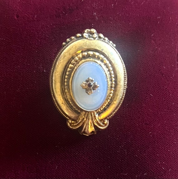 Victorian Gold , Agate and Ruby Brooch/ pin - image 1