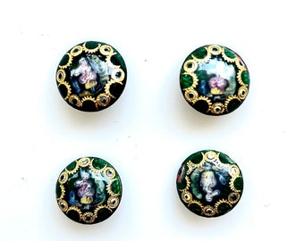 Gorgeous late 1800's antique enamel buttons 4