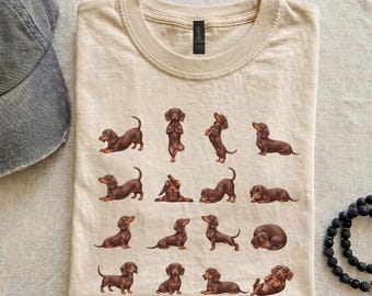 Funny Dachshund Shirt, Wiener Dog Mom Gift, Yoga Sausage Dog Tee
