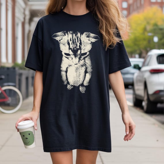 Vintage Sad Kitten Meme Shirt, Funny Standing Cat Tee, Graphic Cat Lover Gift
