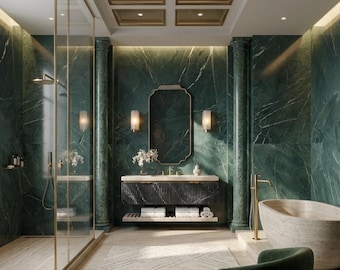 Luxe geschulpte messing spiegel met vier inkepingen | Elegante golvende boog make-upspiegel