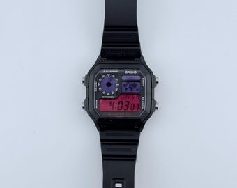Custom Modded Casio AE1200 Watch With Purple And Pink Filter Custom Mods
