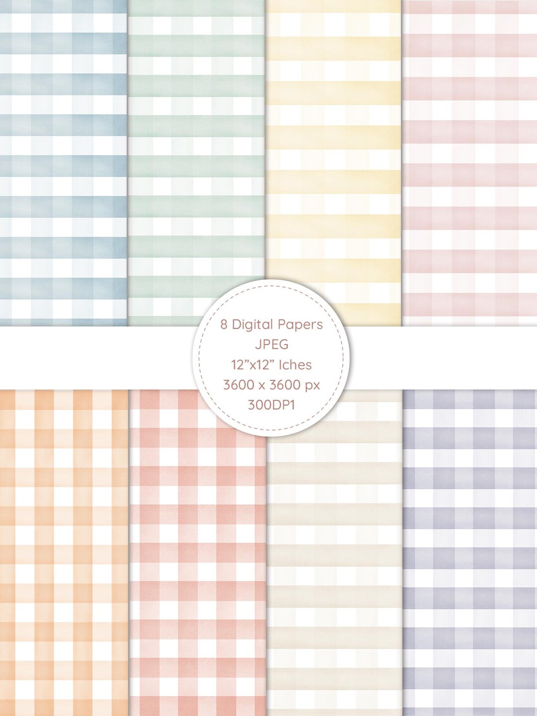 Pastel Gingham Digital Paper Pack | Seamless Plaid Patterns (digital ...