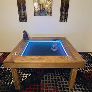 Handmade Gaming Table with LED Lights-4 Person DND/D&D Tabletop RPG Table-Small Custom Game Table
