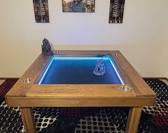 Handmade Gaming Table with LED Lights-4 Person DND/D&D Tabletop RPG Table-Small Custom Game Table