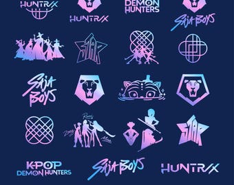 Pack de logos K-pop Huntrix, svg inspiré des chasseurs de démons, png kpop, eps, svg chasseurs de démons k pop, dxf, logos cosplay, téléchargement immédiat