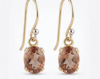Zultanite Oval Earrings Color Changing Stone, Diaspore Drop Earrings, 14K Gold Vermeil EGemstone Jewelry, Statement Zultanite Earrings