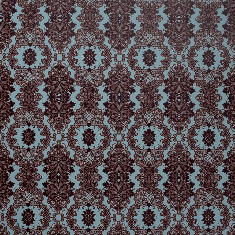 Damask Rug Design Patterns Restored Vintage Damask Wallpaper Roll | Brown Ornamental Pattern ...
