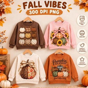 Fall Pumpkin PNG Bundle | Autumn Sublimation, Leopard Plaid, Coquette Bow, Roses for Fall Shirts, Sweatshirts, Mugs, Tote Bags, DTF Projects