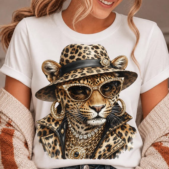 Boujee Leopard PNG, Luxury Leopard Fashion Graphic, Glam Animal Print Design, Chic Boutique Sublimation PNG, Trendy Leopard Girl Art