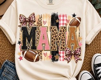 Football Mama PNG, Leopard Football Mama PNG, Sports Mom PNG, Football Mom Shirt Design, Game Day png, Trendy Mama Sublimation png