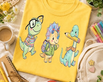 Back to School Dinosaur PNG, Preppy Dino First Day of School Sublimation Design, Retro Student Shirt Digital Download, Kindergarten Cute