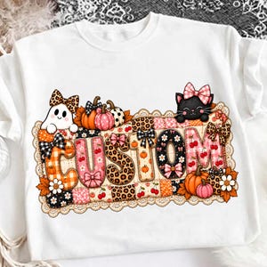 Individuell gestaltete Halloween-Mama-PNGs, Geisterkürbis-PNGs, Herbst-Patchwork-PNGs für Mädchen, Leopardenschleife-PNGs, niedliche Herbst-Sublimations-Cliparts