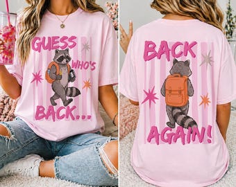 Guess Who's Back Raccoon PNG, Back to School Sublimation Design, Retro School Raccoon png, Preppy Back Again PNG, Cute Raccoon Teacher png