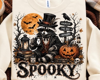 Halloween Raccoon PNG, Spooky Witch Raccoon PNG, Cute Ghost Raccoon Sublimation, Vintage Halloween Animal PNG, Fall Shirt Design
