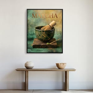 Kintsugi Matcha Schüssel Druck, Japandi Wabi Sabi Wandkunst (Digitaler Download)