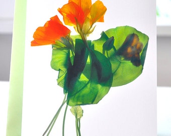 Card floral flowers Artist Note Card--Nasturtium Bouquet