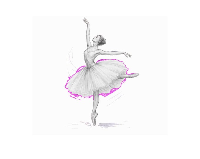 Ballerina Clip Art, Pretty in Pink Digital Art