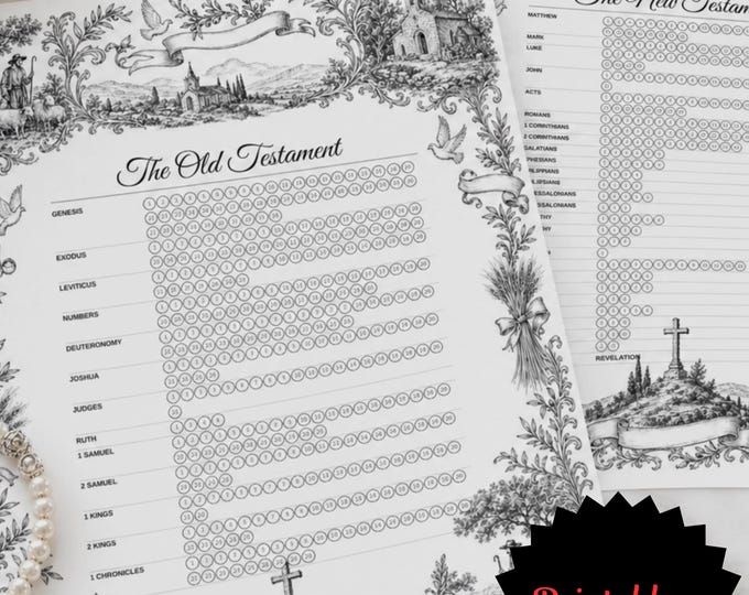 Printable Bible Tracker, Printable Bible Reading Planner, Instant Download PDF, Toile