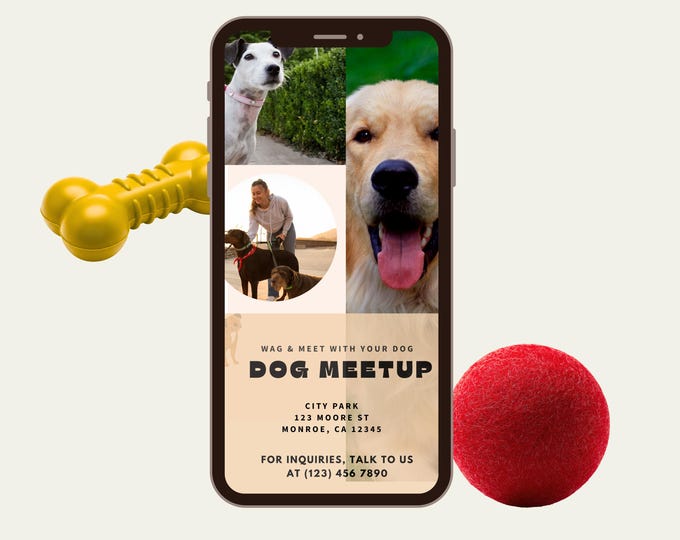 Dog Meet, Dog Walk Digital, Editable Invite, Dog Club Invitation