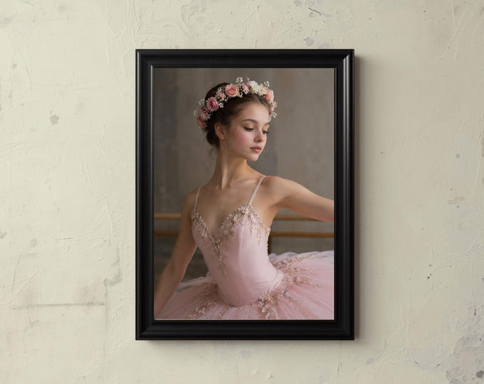 Ballerina Oil Painting Print, Dancing Princess Digital Art