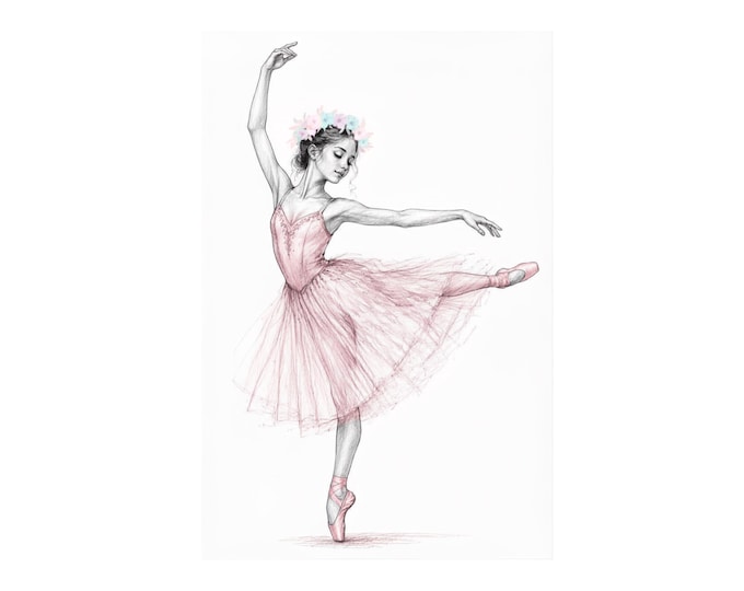 Ballerina Clip Art, Dancing Fairy, Pastel Princess, Pretty Girl Flowers Digital Art