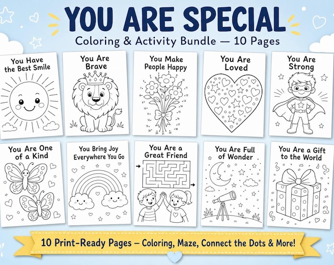 Down Syndrome Awareness Coloring Pages Printable | You Are Special Kids Activity Bundle | Special Needs Printable | Instant Download PDF