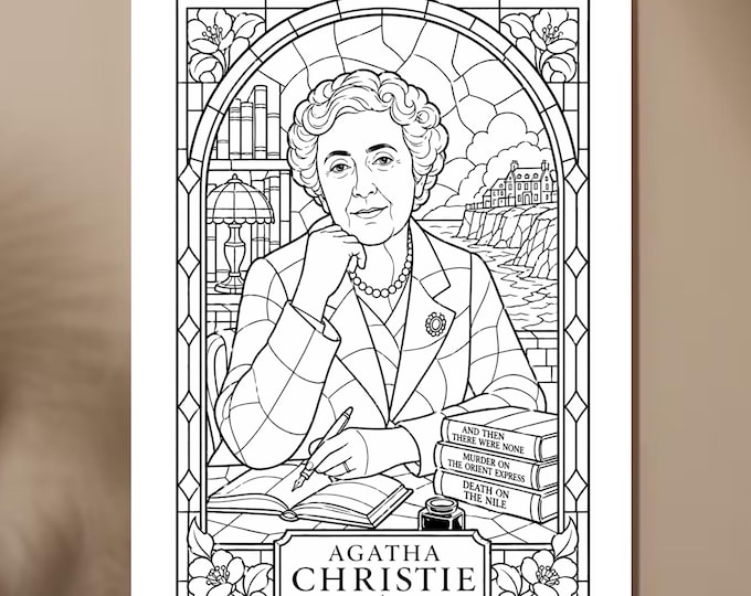 Agatha Christie Coloring Set, Poirot Coloring, Miss Marple Coloring Sheet