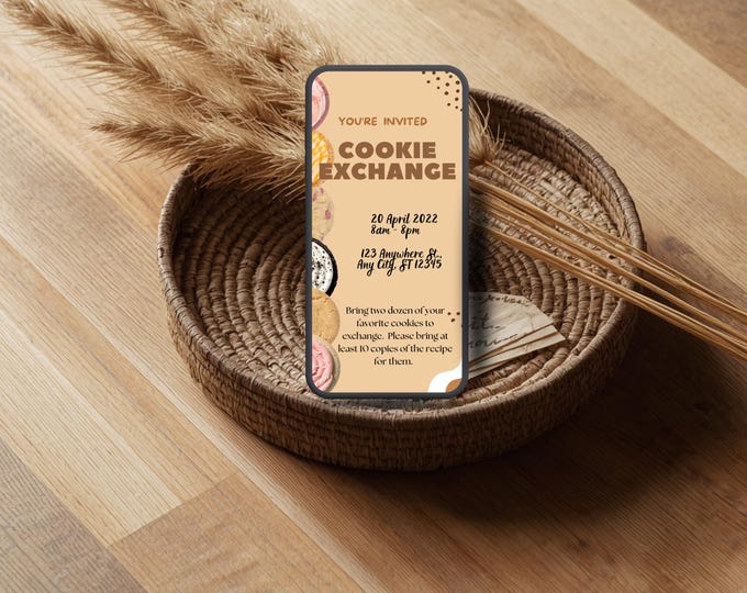 Cookie Swap Invite, Cookie Exchange Invitation, Cookie Party Digital Editable Invite