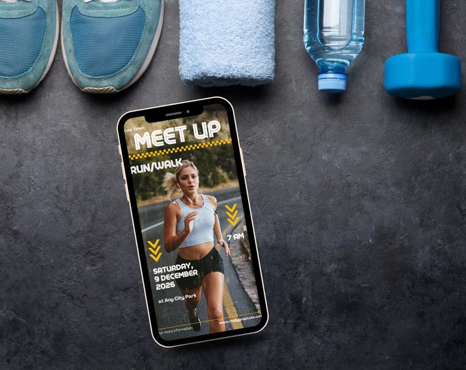 Running Club, Run Meet, Walk Run Digital, Editable Invite, Club Invitation