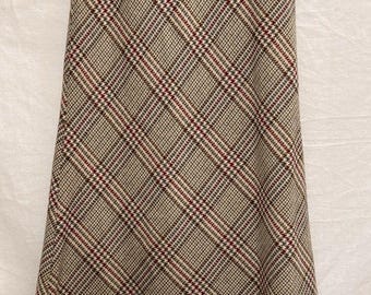 VTG 70-tals Koret ullrutig A-linjeformad maxikjol Old Money Equestrian Heritage EUC