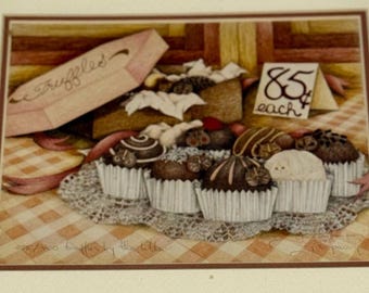 VTG Jamie Perry Cat Dessert Print Set Signiert COA Pussonalties Serie Kunst 80er Jahre