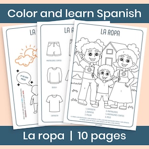 Learn Spanish | Clothing Vocabulary | Printables for Kids | La Ropa Activity Pack | Educational coloring pages by Qualified Spanish Teacher