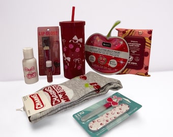 Cherries & Bows Tumbler Self‑Care Bundle 3 Red Designs + Cherry Beauty Essentials