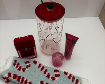 Candy Cane Glass Clear Tumbler Gift Kit – Peppermint Bliss Edition