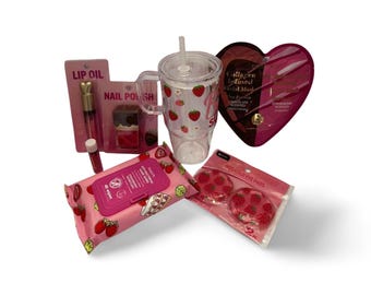 Strawberries & Self‑Care Tumbler Bundle 3 Designs (Clear and Pink) - Beauty Essentials