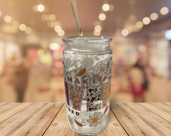 16 oz Clear Cup with Lid and Straw- Make Heaven Crowded