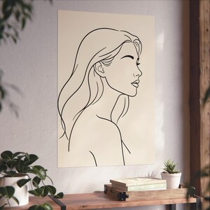 Minimalistische Frau Profil Linie Kunstdruck | Durchgehendes Gesicht Wandkunst Poster