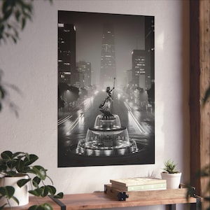 Mexico City Paseo de la Reforma Night Fog Noir | Wall Art Poster
