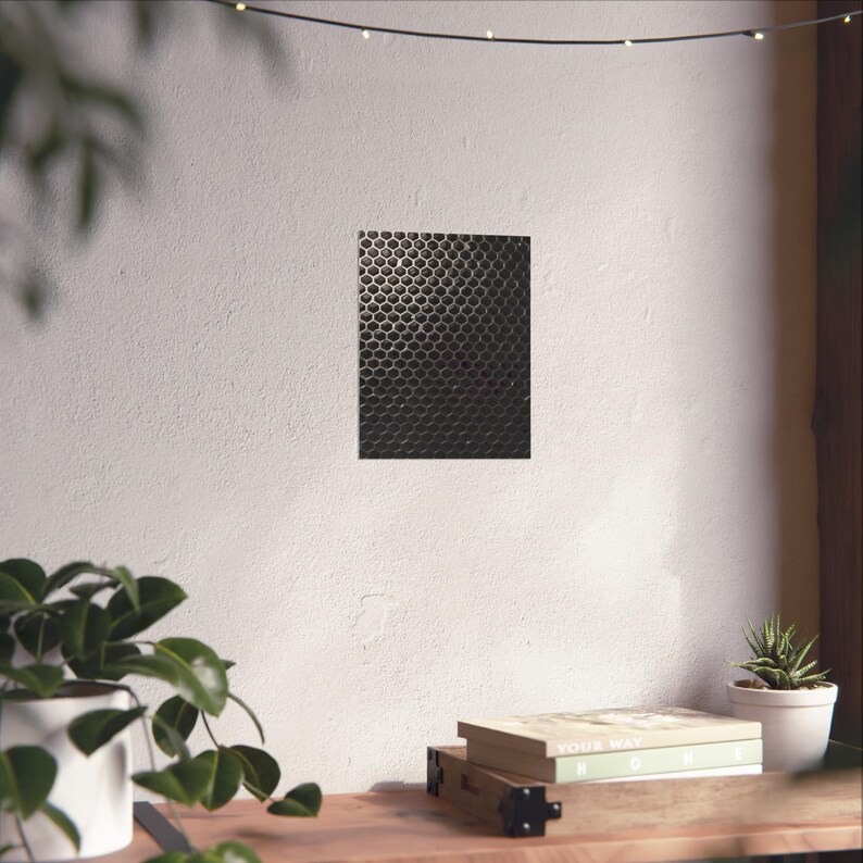 Structural Image Decor Honeycomb Structural Grid Art Print | Black White Geometric Wall Decor ...